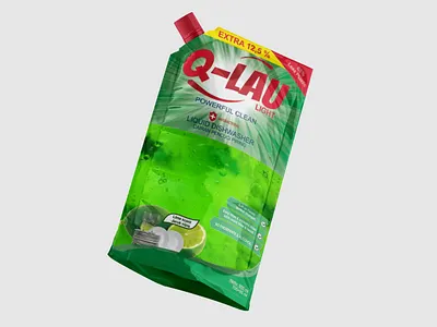 Q-Lau Liquid Dishwasher | Pouch Design bottle box design branding design graphic design label design packaging design