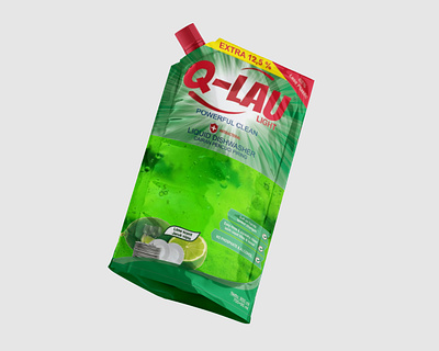Q-Lau Liquid Dishwasher | Pouch Design bottle box design branding design graphic design label design packaging design