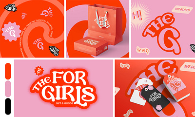 Logo and brand style gudie design for "for the girls" brand book brand designer] brand ing brand style guide femine logo free logo graphic design logo dsign product design shop logo