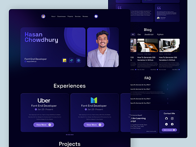 Developer Portfolio website design dark ui design developer hero section landing page minimal ui portfolio responsiv ui uiux user interface ux website