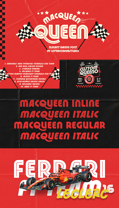 MACQUEEN | RACING FONT badge branding cloud font logo race racing