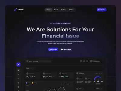 Fincore - Animation Fintech Landing Page animation banking branding clean coded comapny profile credit card dar mode fiannce fintech framer template interaction landing page minimalist motion graphics technology ui web design web development web tempate