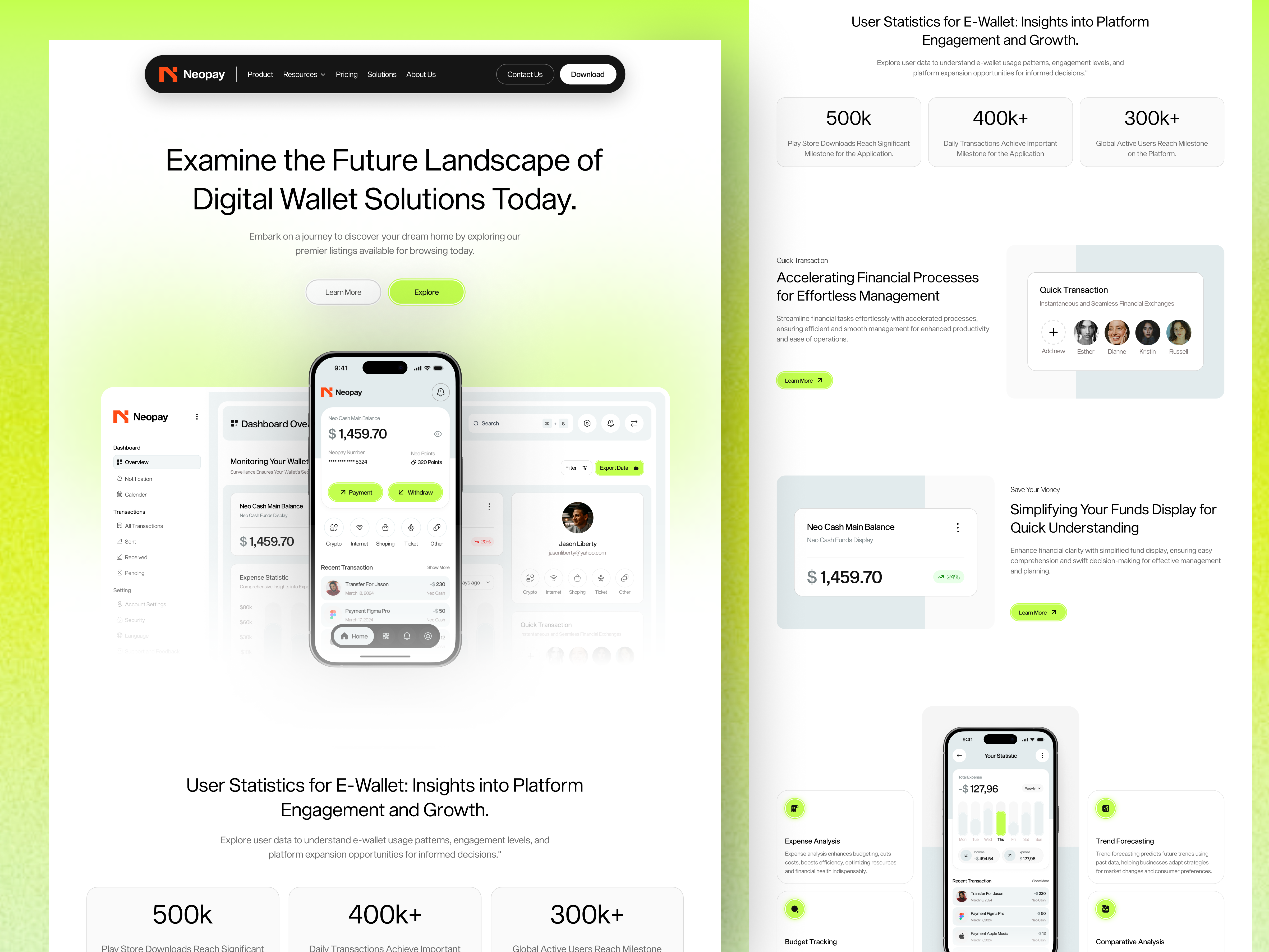 Neopay - Landing Page Financial Wallet bangking bank bento design card clean dashboard design landing page ui uiux ux wallet website website finance