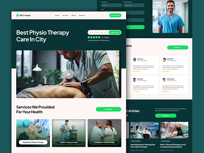 Physiotherapy Landing Page cleandesign clinic doctor green health healthcare homepage landing landingpage medical medicine physiotherapist physiotherapy therapist therapy ui uiux web webdesign website