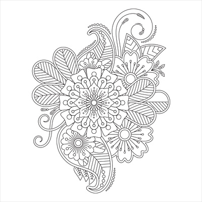 Mehndi Flower Coloring Page for Adult adult coloring book coloring book coloring page design drawing flower flower coloring book flower coloring page flower line art graphic illustration line art mehndi flower mehndi flower coloring book mehndi flower coloring page mehndi flower drawing