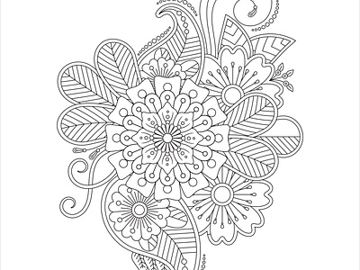 Mehndi Flower Coloring Page for Adult adult coloring book coloring book coloring page design drawing flower flower coloring book flower coloring page flower line art graphic illustration line art mehndi flower mehndi flower coloring book mehndi flower coloring page mehndi flower drawing