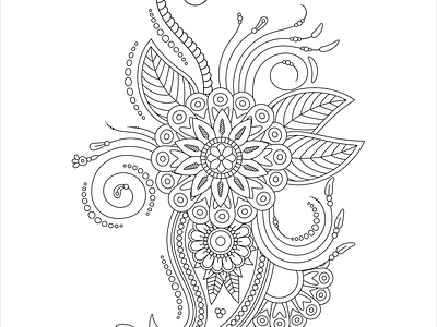 Mehndi Flower Coloring Page for Adult adult coloring book coloring book coloring page design drawing flower flower coloring book flower coloring page flower drawing flower line art graphic illustration line art mehndi flower mehndi flower coloring book mehndi flower coloring page
