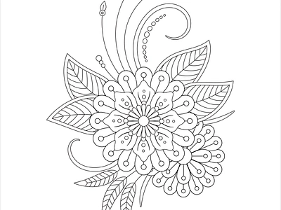 Mehndi Flower Coloring Page for Adult adult coloring book coloring book coloring page design drawing flower flower coloring book flower coloring page flower drawing flower line art graphic illustration line art mehndi flower mehndi flower coloring book mehndi flower coloring page