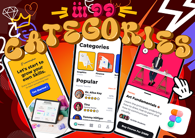 UI 99_Categories 3d 3d illusration app bold use of color categories color dailyui doodle doodles figma illustration light mode mobile phone ui ui 99