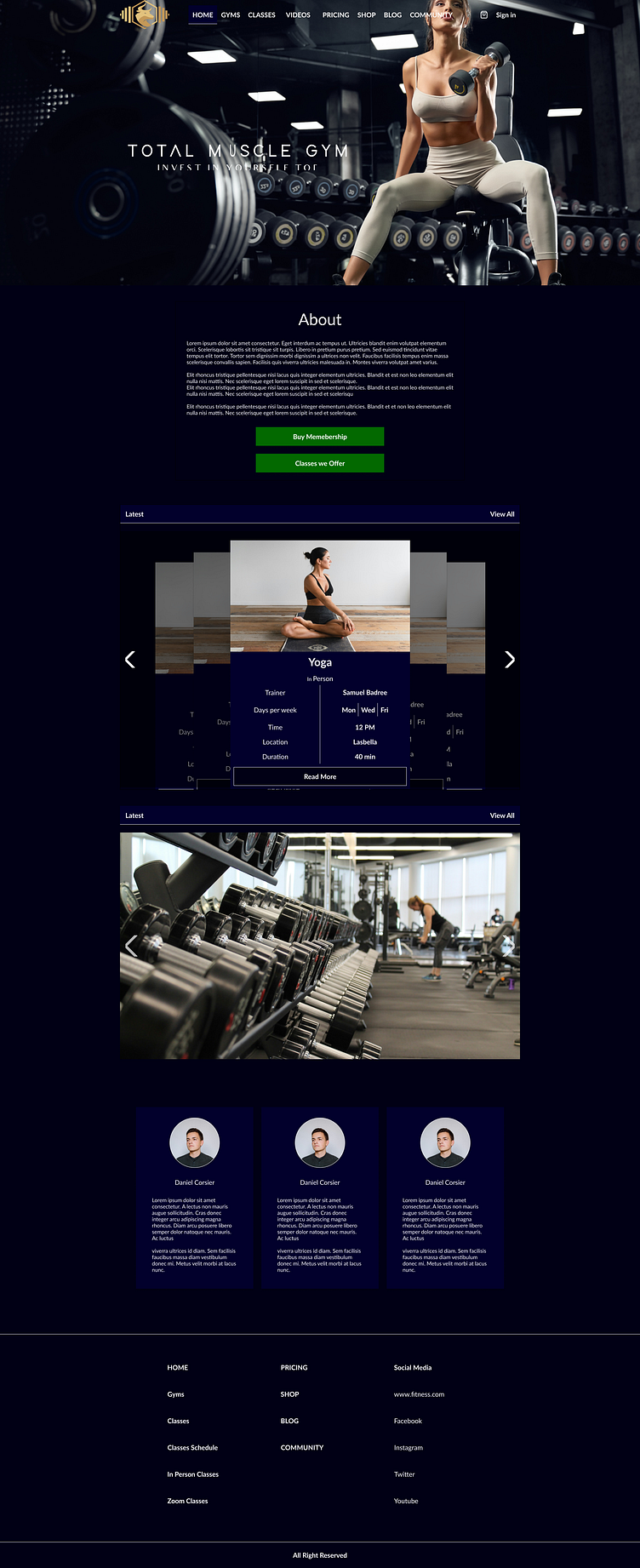 Total Muscle Gym Hero Area by Hamayun Awan on Dribbble