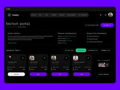 Teamly - Project Description ai app card dashboard design hr icon ui ux