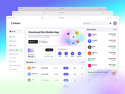 Cryptocurrency Web App - Exchange, Buy, Sell android banking bitcoin bitcoin wallet blockchain crypto crypto app crypto exchange crypto platform crypto wallet cryptocurrency cryptocurrency platform etherium finance interfacedesign investment investment platform ios mobile app web app