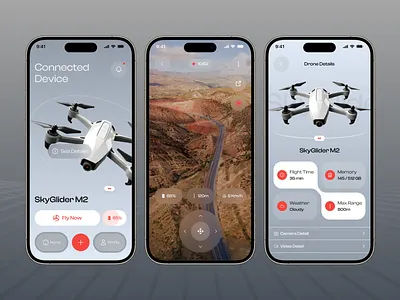 Drone Control App UI Concept 3d app design app ui artificial intelligence camera drone control drone drone app drone application drone controller drone handling drone monitoring graphic design mobile app mobile ui monitor product design quadrocopter remote control uiux