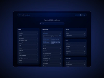 Minimalist Tailwind CSS Cheat Sheet Page dark minimalist tailwind ui ux web design