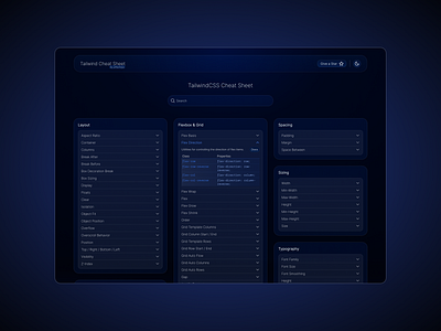 Minimalist Tailwind CSS Cheat Sheet Page dark minimalist tailwind ui ux web design