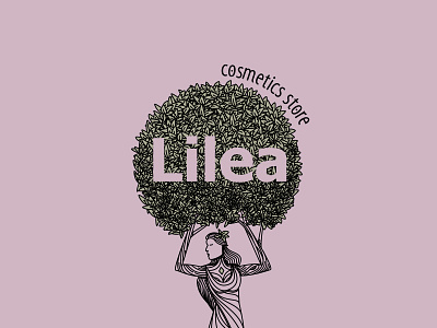 Lilea Dryad Vintage Logo brand branding cosmetics dryad engraving leaf lilea linocut logo logotype nymph shop tree vintage woman