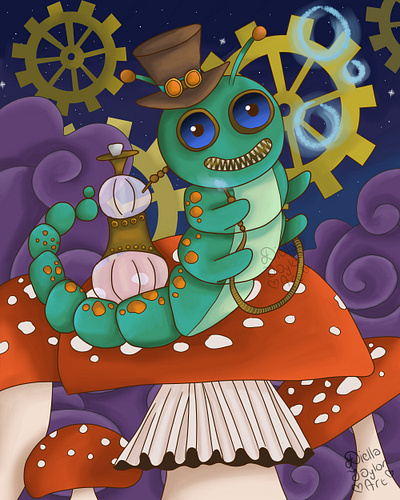 Alice in Wonderland Caterpillar digital art digital illustration illustration