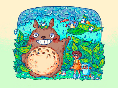 My neighbor totoro 🌱☂️🌧️ art childrensbook cute ghibli graphic design illustration procreate