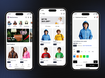 WooCommerce Mobile App app app design app ui app ui design design webkul ecommerce app ecommerce app design ecommerce mobile app home page ui mobile app mobile app builder mobile app design online fashion app product search product sorting push notifications shopping app ui ux webkul webkul design
