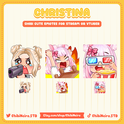 🍿Chibi Girl YCH Emotes🎞️ animation chibi emotes custom emotes cute emotes design discord emotes graphic design illustration kick emotes motion graphics twitch emotes ych emotes