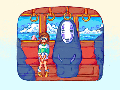 Spirited Away chihiro and noface 🚉🌊👻 art cute ghibli graphic design illustration procreate