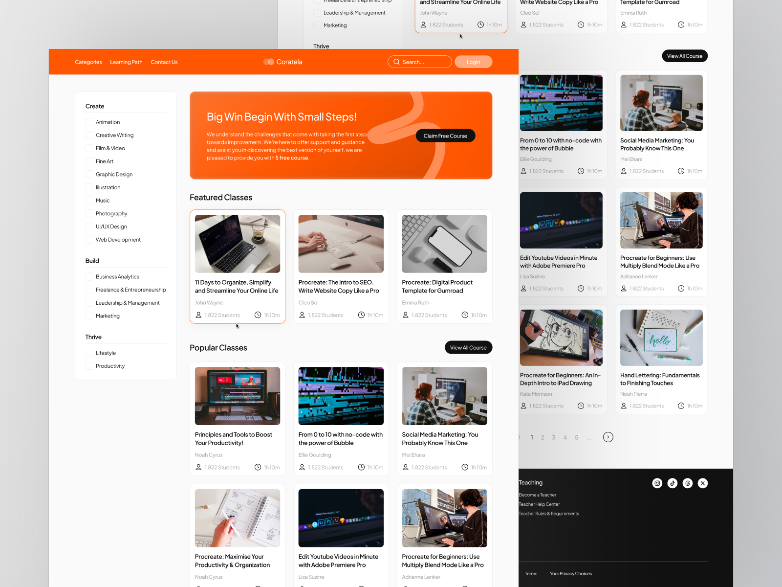 Online Learning Course clean course education elearning home page landing page learning learning course online class online course product design study web web design