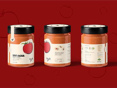Try it | Logo and label design branding design design packaging illustration jar label logo packaging print sauce sriracha tomato