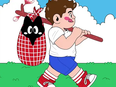 🌸 Walk Cycle Animation 🌸 2d animation anime art blossom character cute design dessinateur drawing graphic illustrateur illustration illustrator inspiration japan loop retro stickers vector