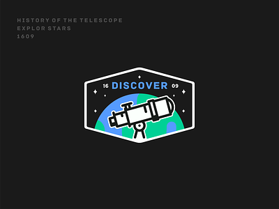 Discover badge design discovery explore graphic design history hubbble icon icon set illustration look nasa search space space mission spacex stars telescope universe vector