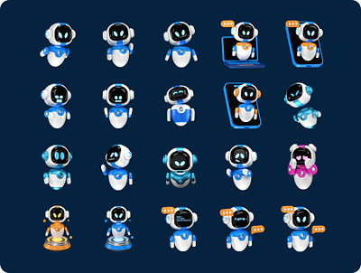 Robot 3D Illustration Pack 3d ai bot ai robot design icon iconpack illustration illustrations ui