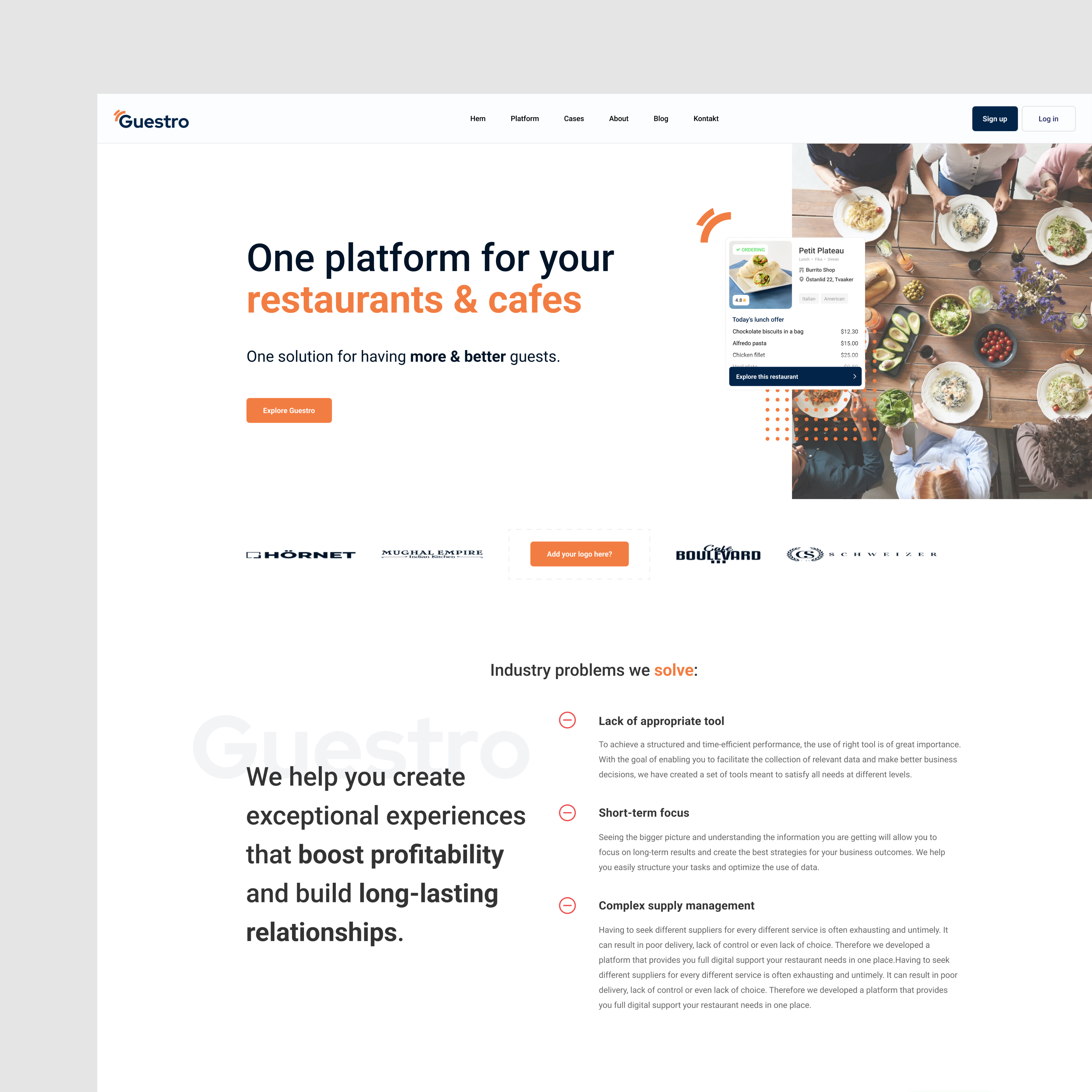 Guestro restaurant platform landing page UI dailyui dailyuichallenge design food guestro landing landing page restaurant ui ux