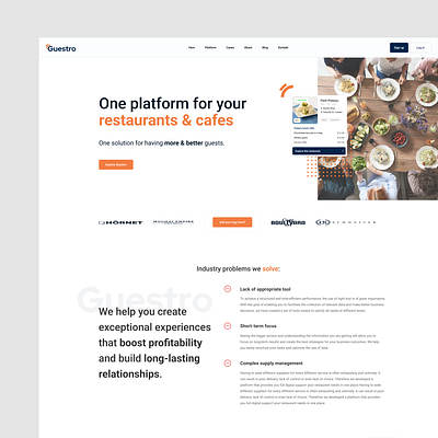 Guestro restaurant platform landing page UI dailyui dailyuichallenge design food guestro landing landing page restaurant ui ux