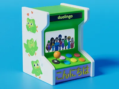 Duolingo Arcade Machine 3d graphic design