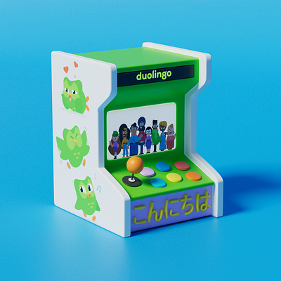 Duolingo Arcade Machine 3d graphic design