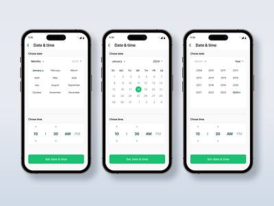 Chose Time and Date - Mobile App UI Exploration by amir islam on Dribbble