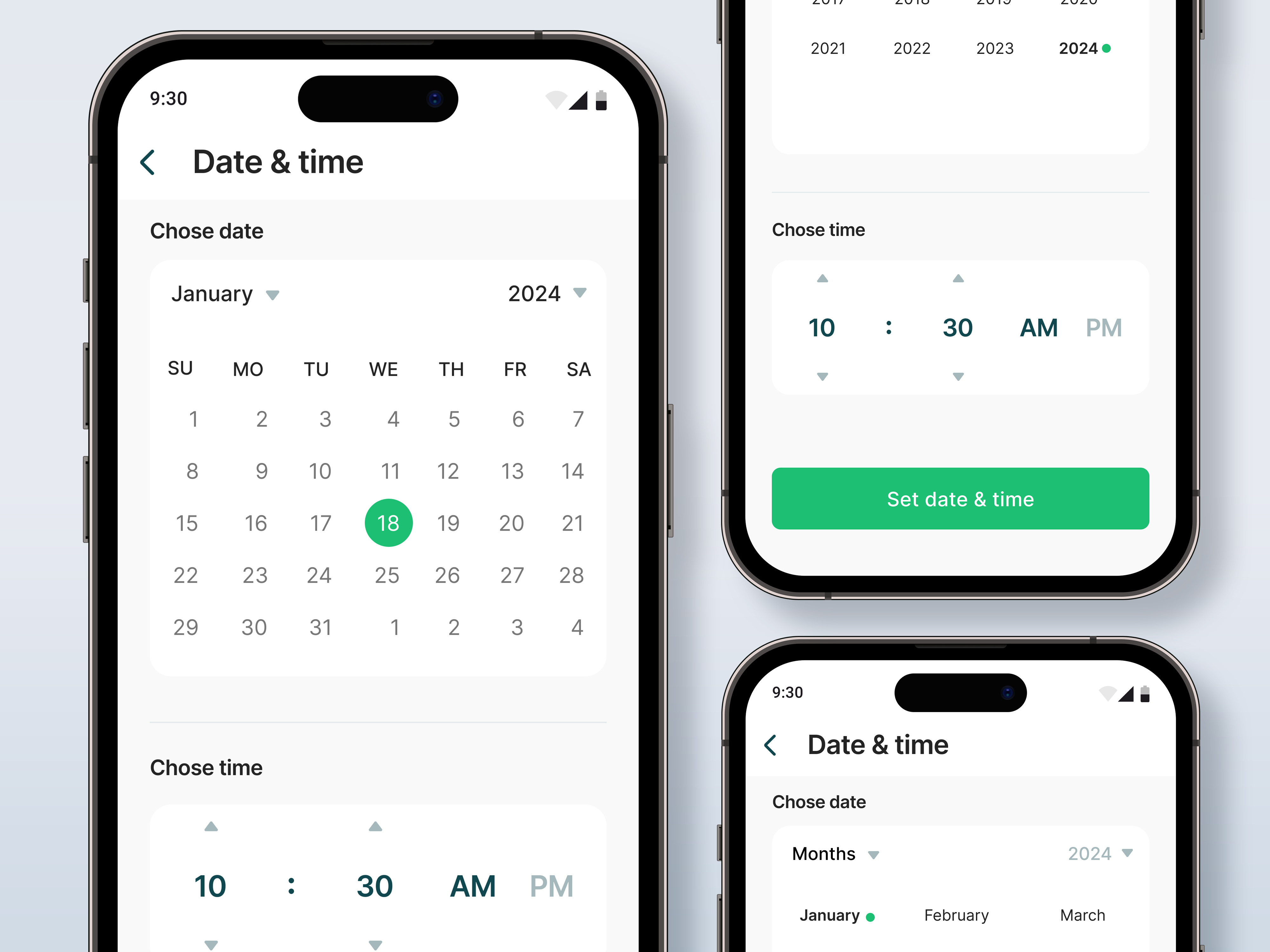 Chose Time and Date - Mobile App UI Exploration by amir islam on Dribbble