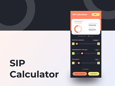 SIP Calculator animation app calculator chart concept dailyui design designtrend dribbble graphic design idea illustration investment logo sip slider trend ui uiux