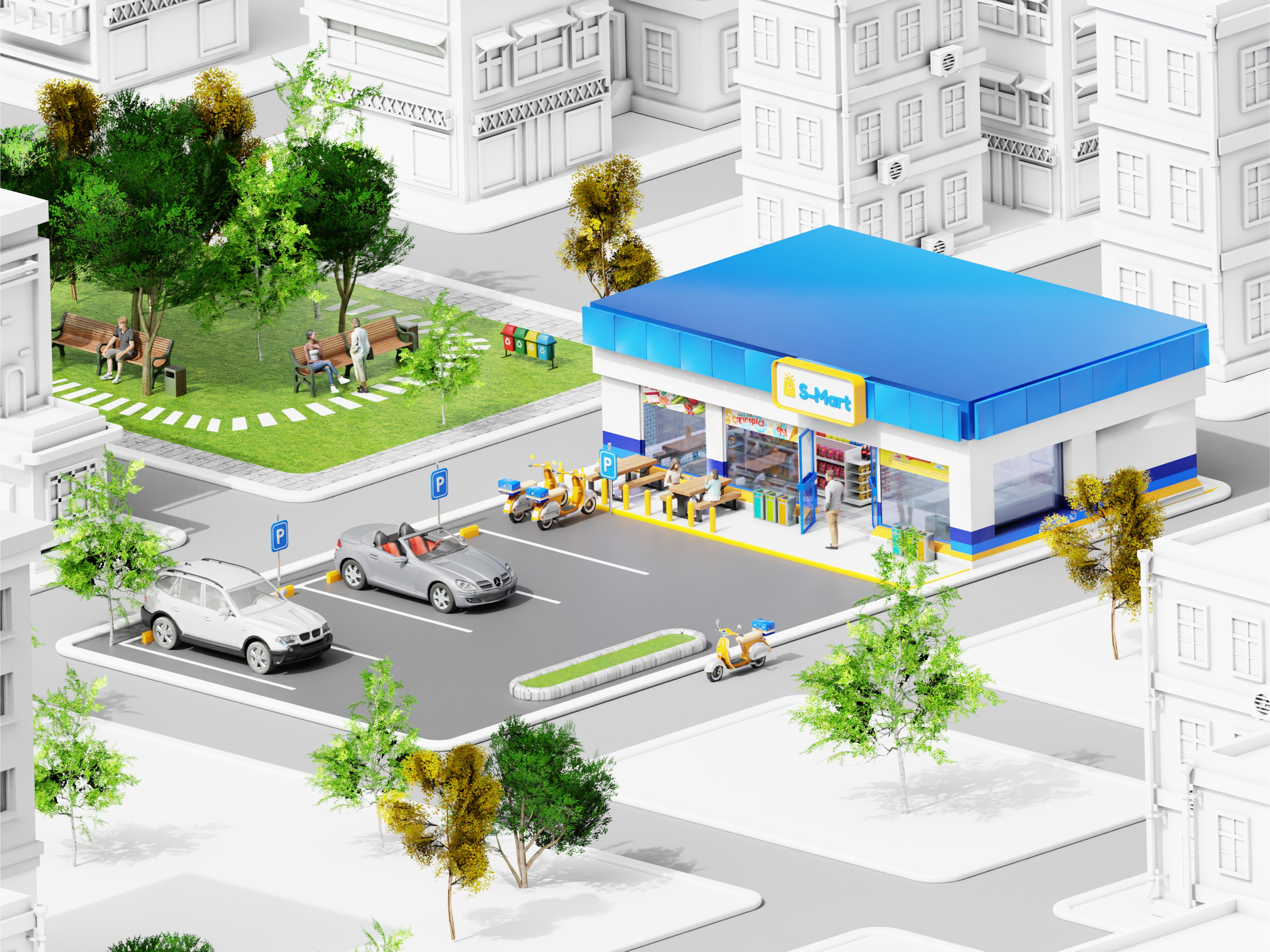 S-Mart - 3D Illustration 3d 3d artist 3d design 3d illustration 3d modelling buy clean dipa inhouse ecommerce food goods graphic design illustration market meal saas sell shop shopping startup