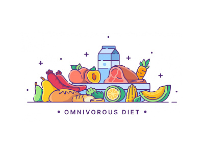 Omnivorous Diet Illustration diet health omnivoore vector omnivore omnivore illustration omnivorous vector illustration