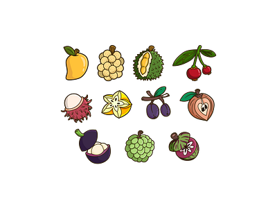 Philippine Tropical Fruit Icons cartoon design fruits graphic design icon icon design icon illustration icons philippine fruits tropical tropical fruits