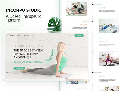 AI-Powered, Therapeutic Platform - Incorpo Studio ai ai powered creative exercise health illustration modern pilates ui web design