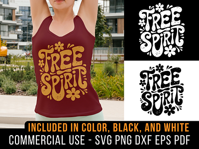 Free Spirit cricut design dxf free free spirit groovy png shirt design silhouette spiritual svg t shirt typography yoga