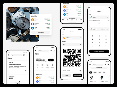 Taurus App - Homepage | Mobile App, UI/UX Design. app bitcoin cex coin crypto dex exchange finance home ios mobile receive send token trade ui ux web3