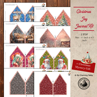 Christmas House-Shaped Junk Journal Kit graphic design illustration junk journal