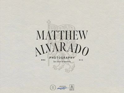 Matthew Alvarado Photography Logo Design brand design brand identity branding branding design flag heraldry identity design illustration lion logo logo design luxury photographer photography retro sophisticated typography vintage visual identity wedding