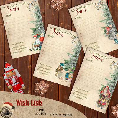 Christmas Wish Lists graphic design junk journal scrapbooking