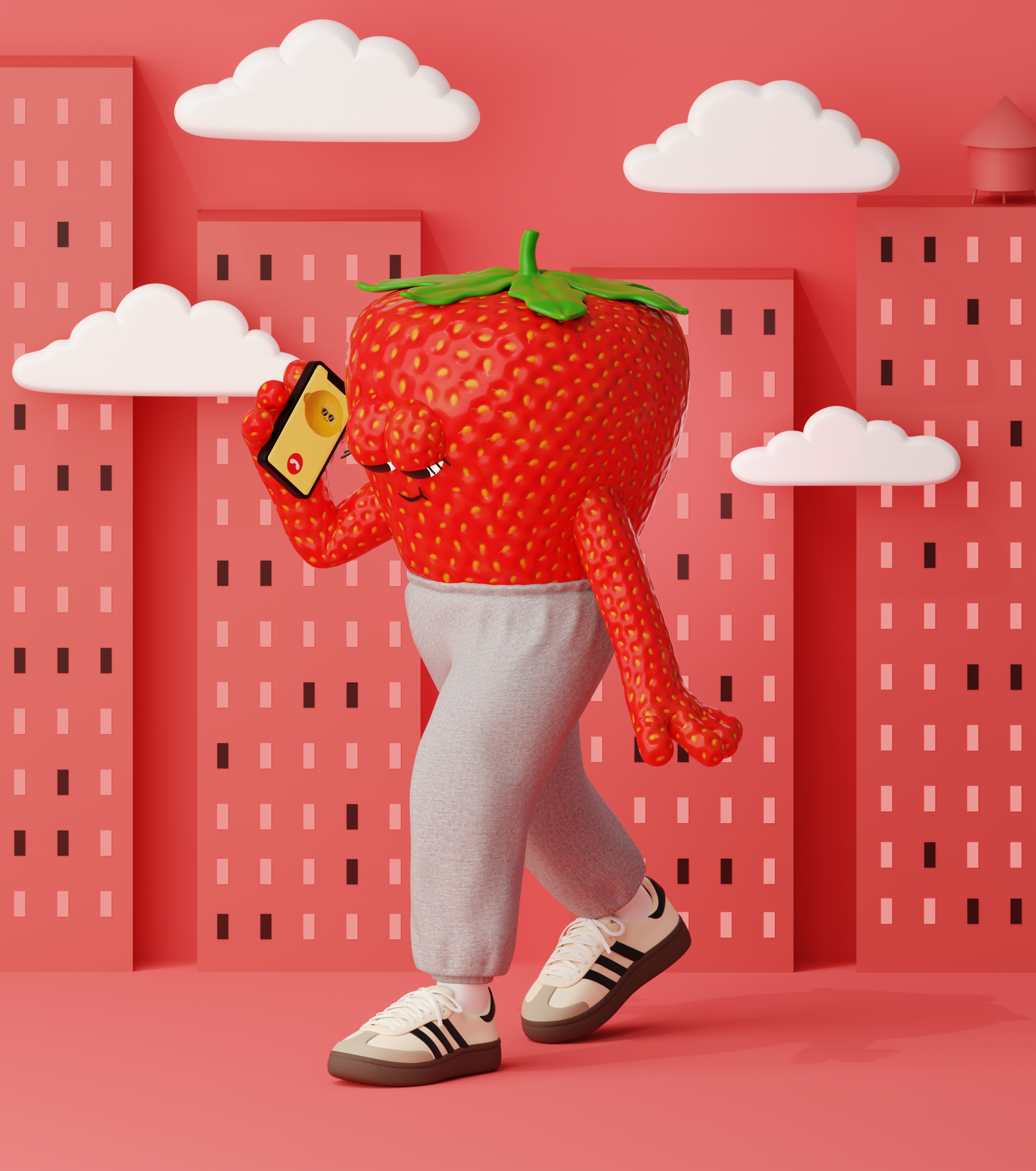 Strawberry Girl 3D Character 3d 3dmodeling art artistondriblle artwork blender cartoon characterartist characterdesign city creative illustration strawberry