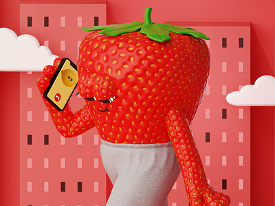 Strawberry Girl 3D Character 3d 3dmodeling art artistondriblle artwork blender cartoon characterartist characterdesign city creative illustration strawberry