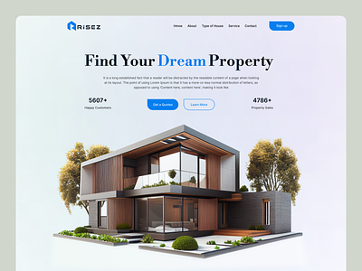 Risez Real Estate Project agency architecture building clean house interface portfolio project property real estate real estate agency real estate website rent ui design web design