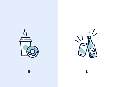 Happy hour, every hour beer bottle can clink coffee cup donut drink happy hour icon icons illustration illustrations sprinkles starbucks